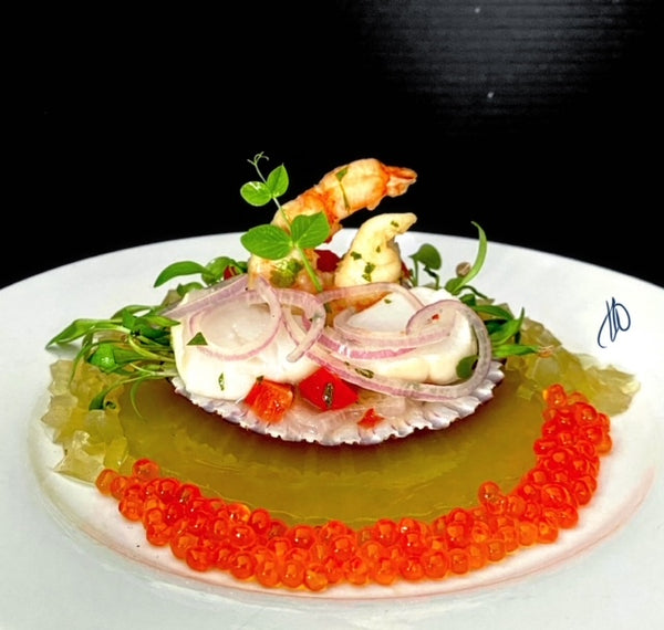 Peruvian Style Scallop & Shrimp Ceviche with PSC Trout Roe