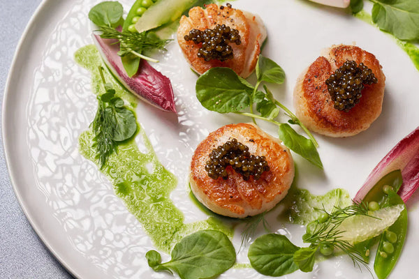 Seared Scallops, Caviar, and Peas